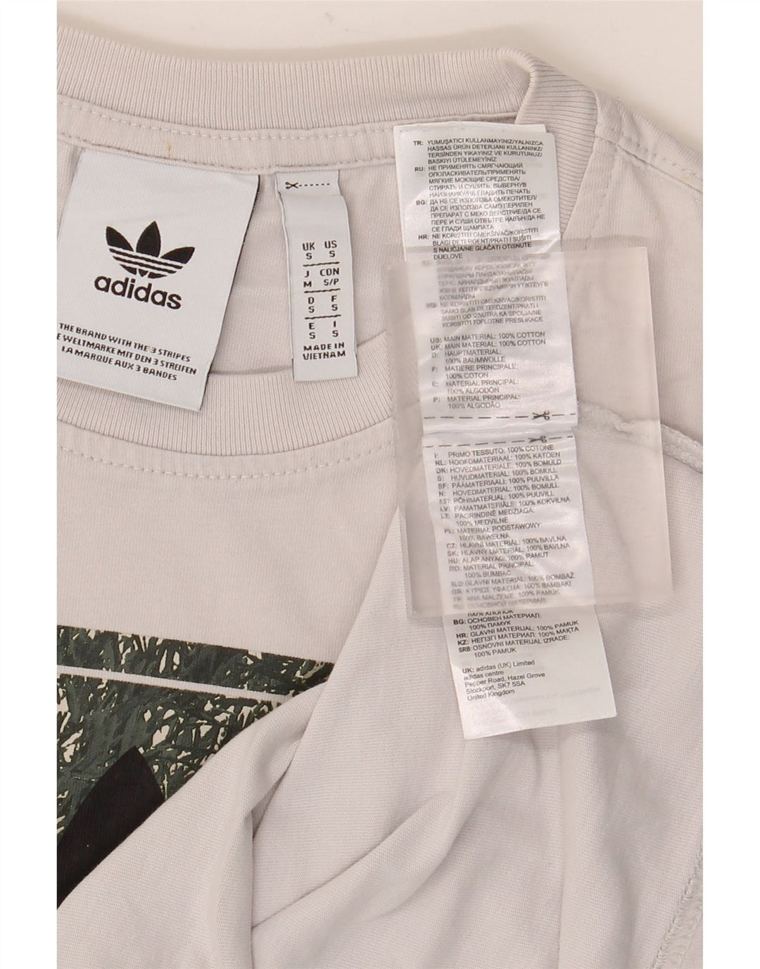 Adidas Mens Graphic T-Shirt Top Pequeno Algodão Branco