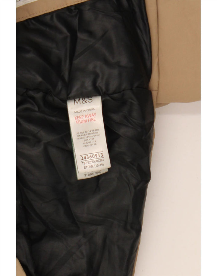 Jaqueta corta-vento com capuz para meninos Marks & Spencer 13-14 anos bege poliamida
