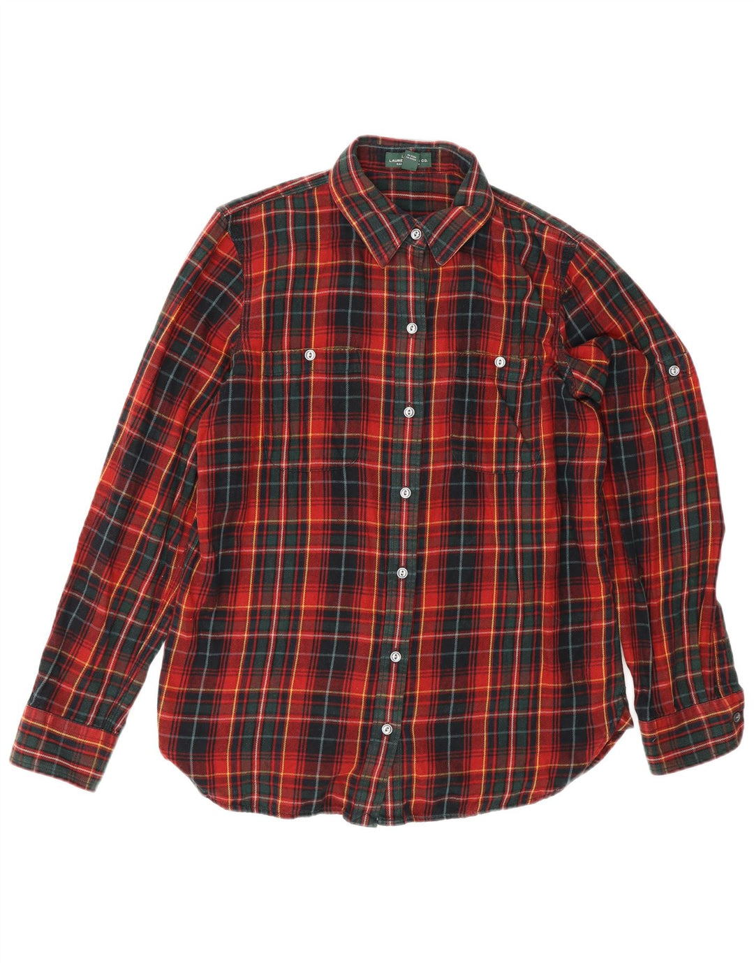 Camisa de flanela feminina Ralph Lauren Reino Unido 14 algodão xadrez vermelho médio