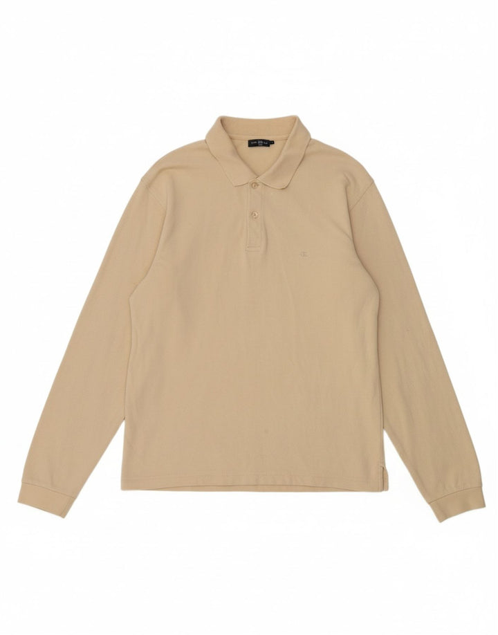 Camisa polo masculina de manga comprida CHAMPION bege médio