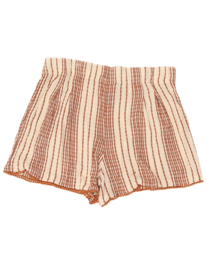 Shorts feminino Marks & Spencer UK 12 médio W32 viscose listrada branca