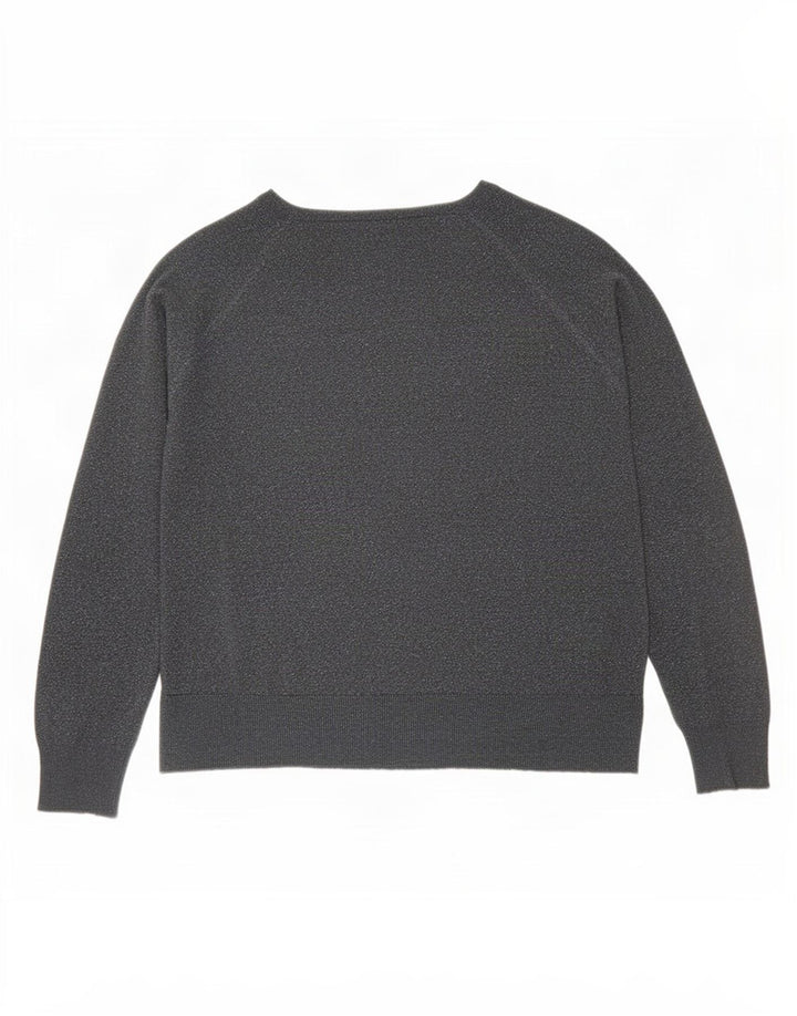 Zara blusa feminina oversized top UK 10 viscose manchada cinza pequena