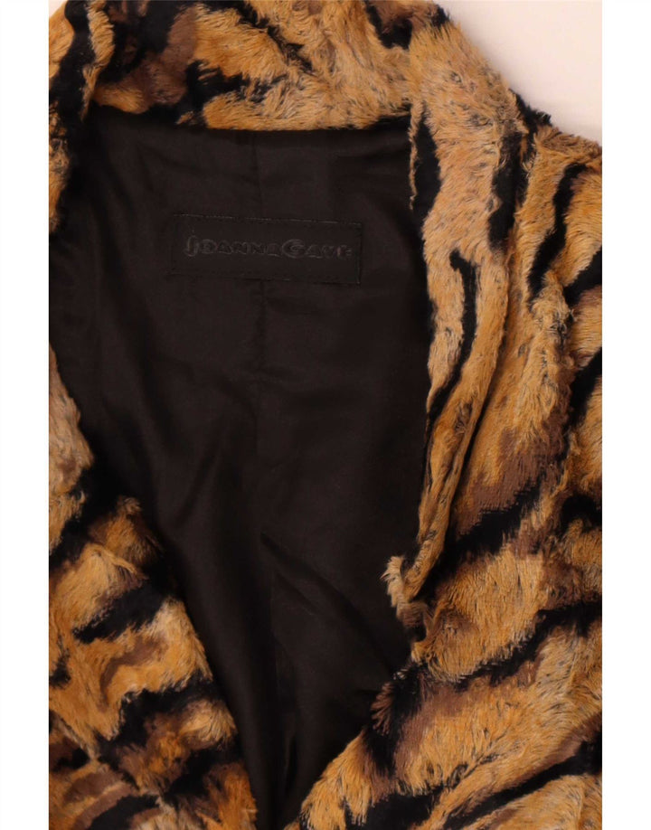 Jaqueta blazer feminina vintage com 4 botões Reino Unido 12 marrom médio com estampa animal