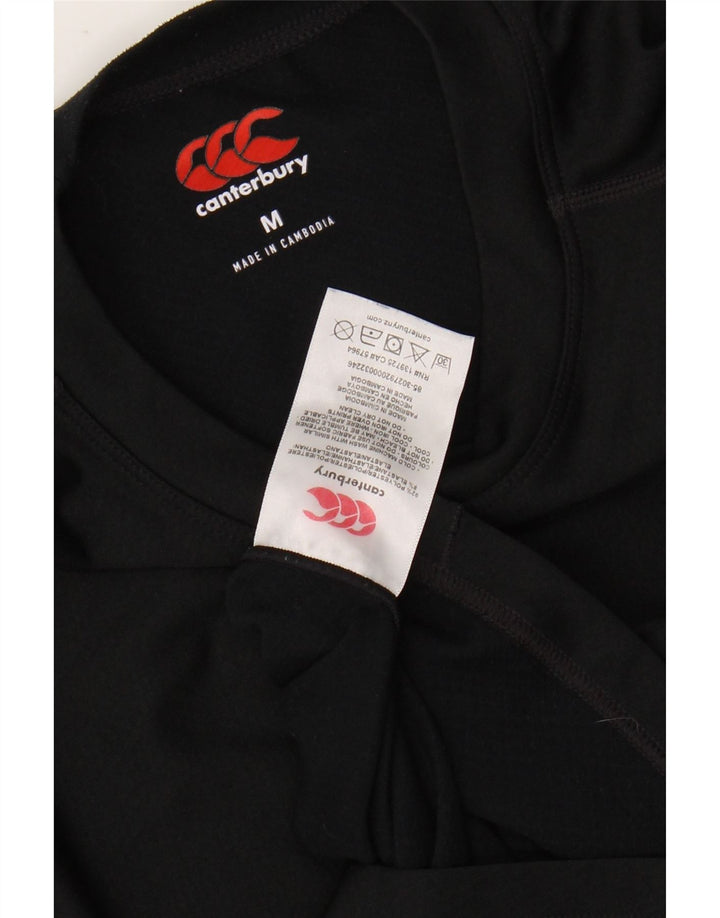 CANTERBURY Top gráfico feminino manga comprida UK 12 poliéster preto médio