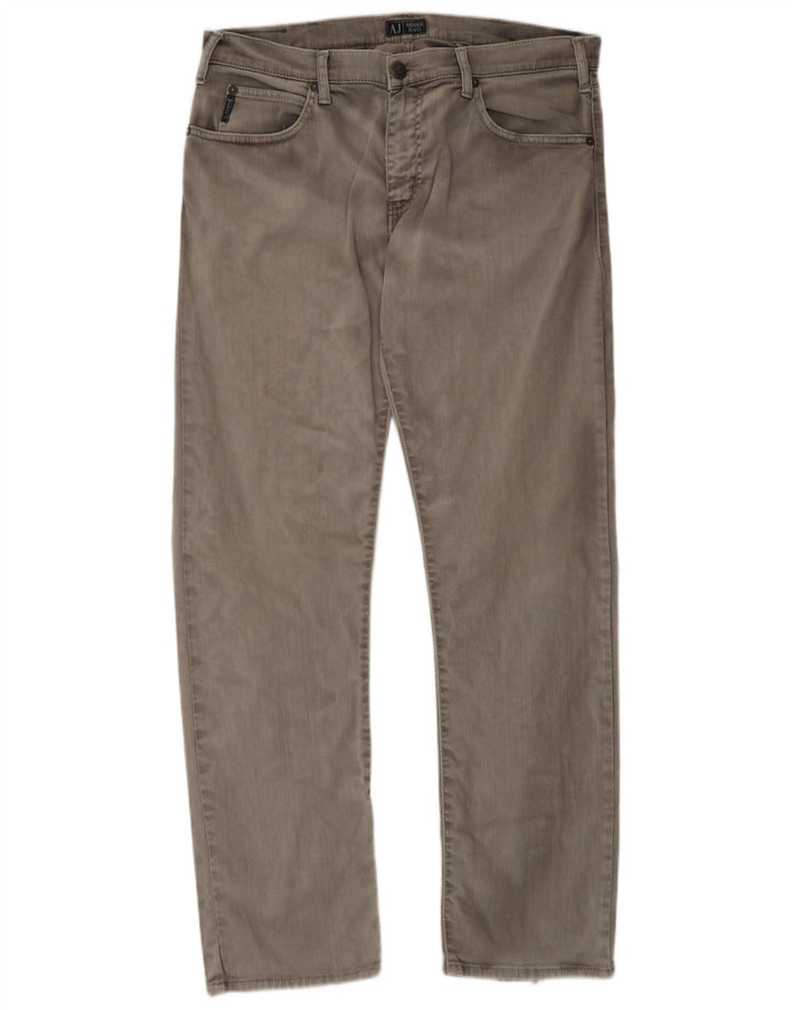 Calça jeans reta masculina Armani W36 L35 algodão cinza