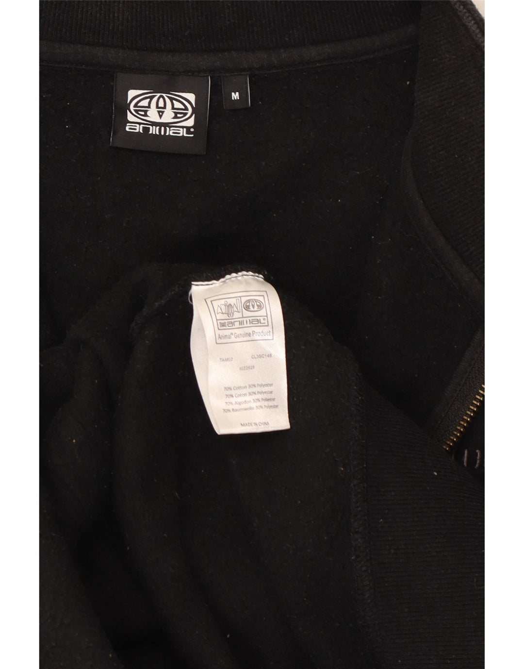 Animal Mens Graphic Tracksuit Top Jacket Médio Algodão Preto