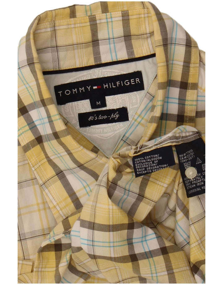 TOMMY HILFIGER Mens Short Sleeve Shirt Medium Yellow Check Cotton