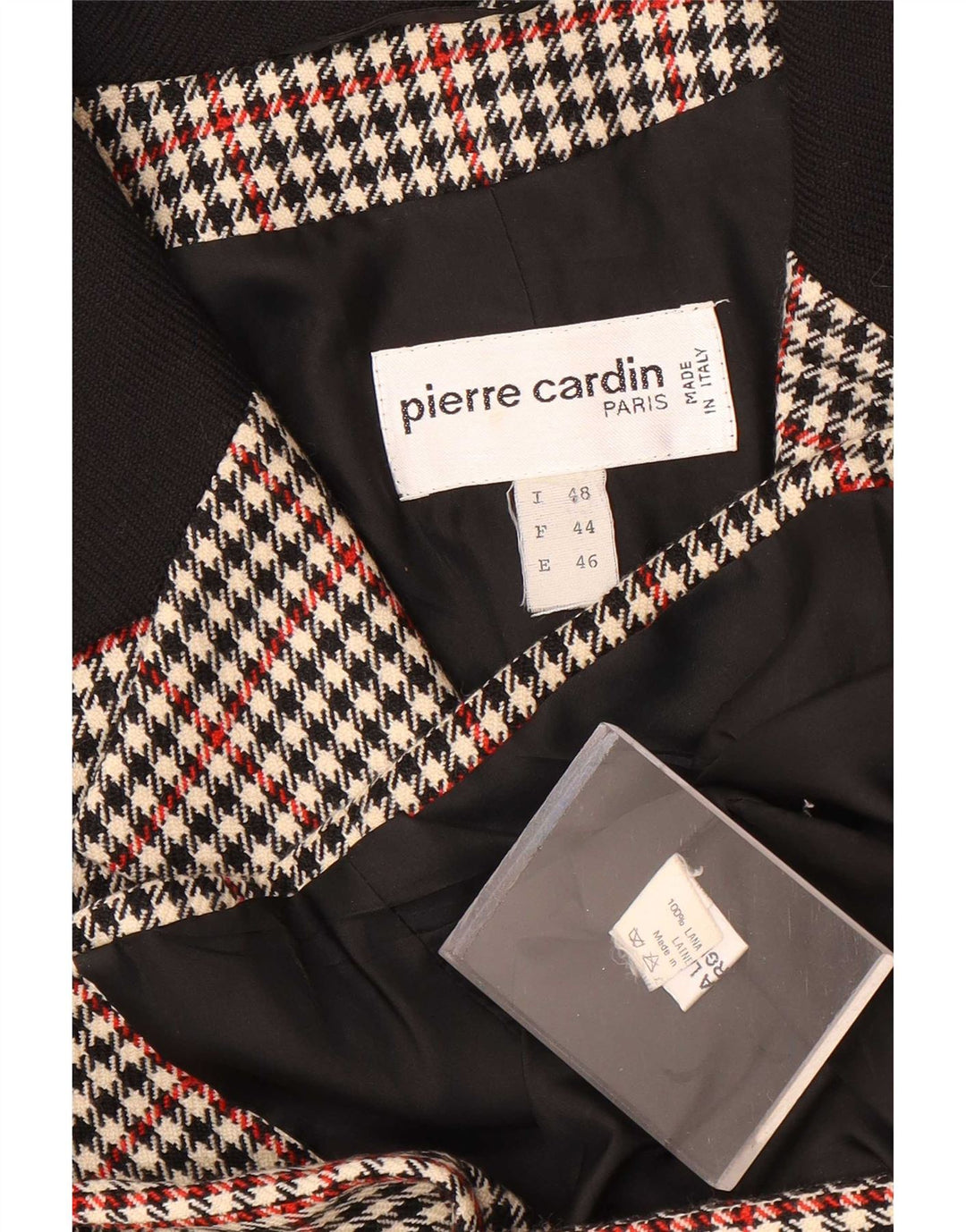 Jaqueta blazer feminina Pierre Cardin com 3 botões IT 48 XL marrom xadrez lã