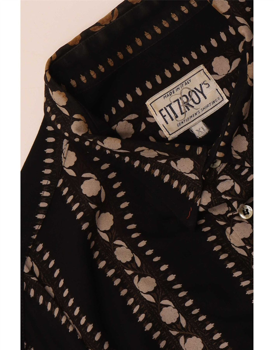 Camisa Masculina Vintage XL Preta Floral