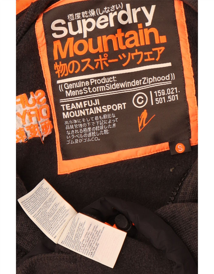 Jaqueta bomber de malha com capuz masculina Superdry Reino Unido 36 poliéster manchado cinza pequeno