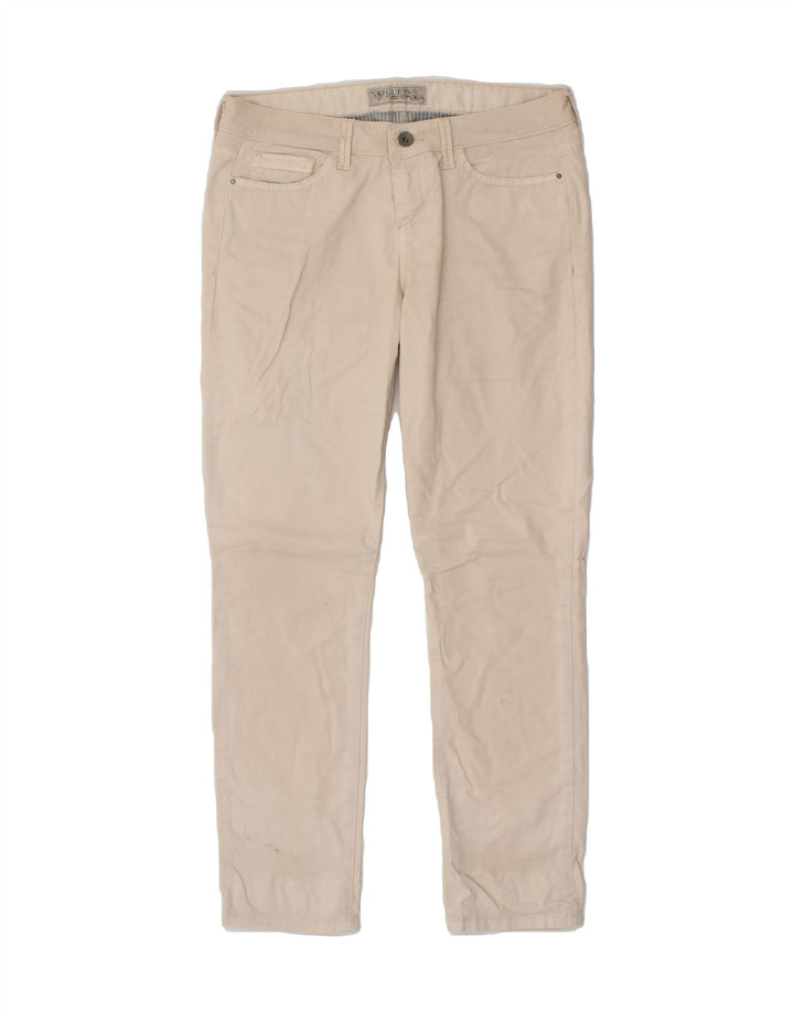 GUESS Womens Slim Casual Trousers W28 L27  Beige Cotton Vintage Guess and Second-Hand Guess from Messina Hembry 