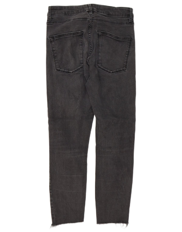 Zara Jeans feminino skinny cortado UE 38 pequeno W28 L24 algodão cinza