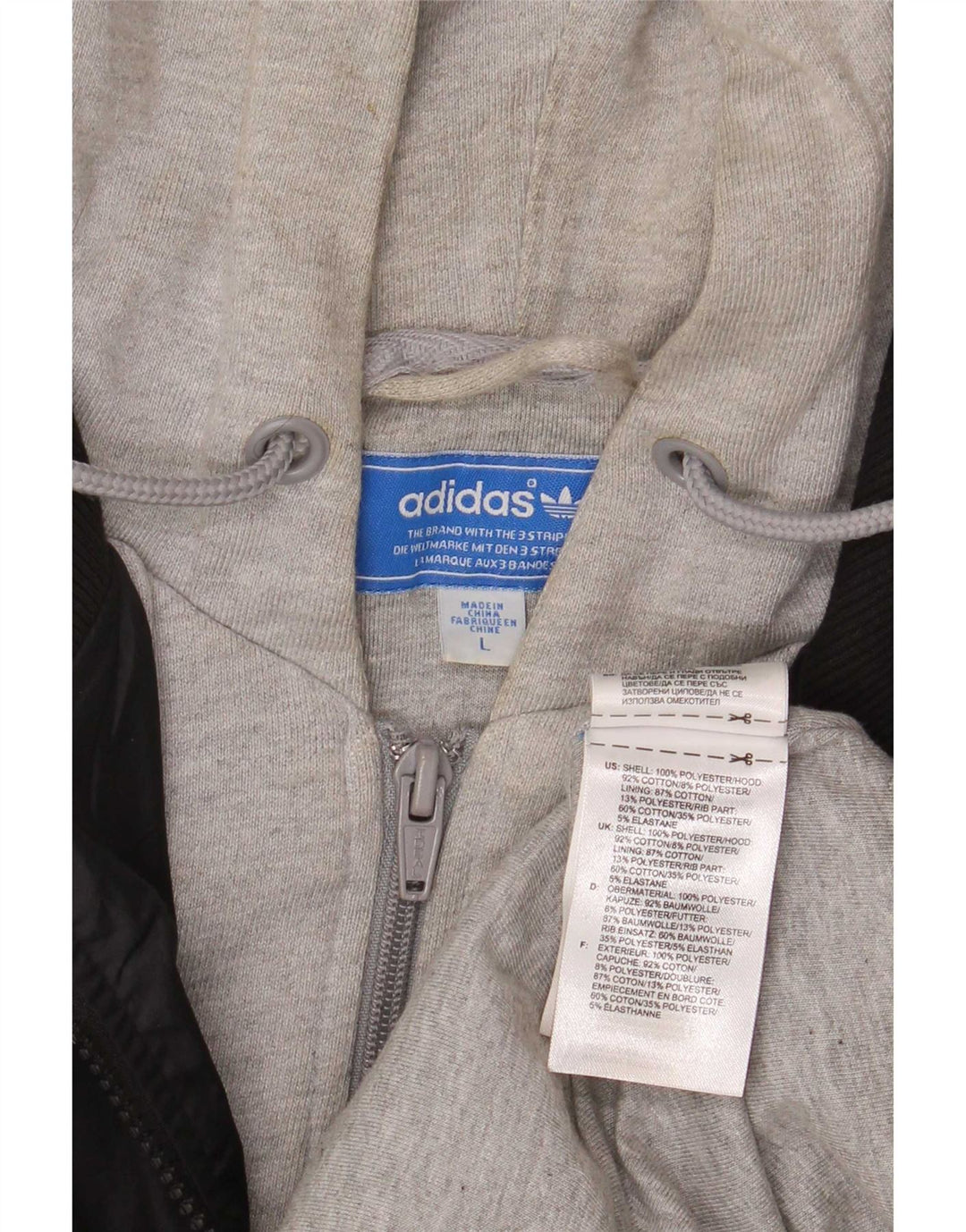 Adidas Mens Hooded Bomber Jacket UK 40 Grande Preto Colourblock Poliéster