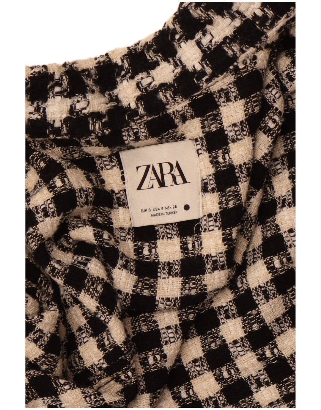 Camisa oversized feminina ZARA UK 10 pequena preta Houndstooth