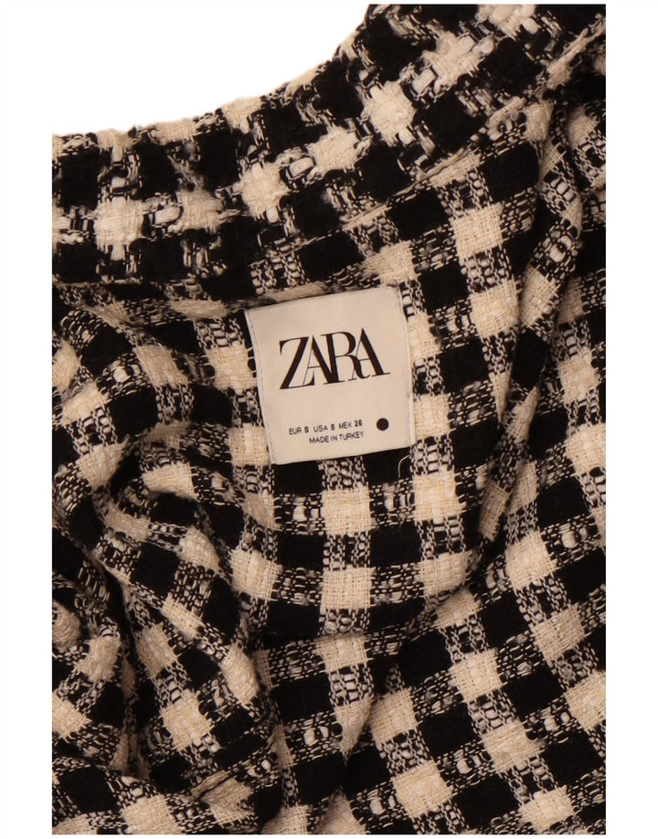 Camisa oversized feminina ZARA UK 10 pequena preta Houndstooth