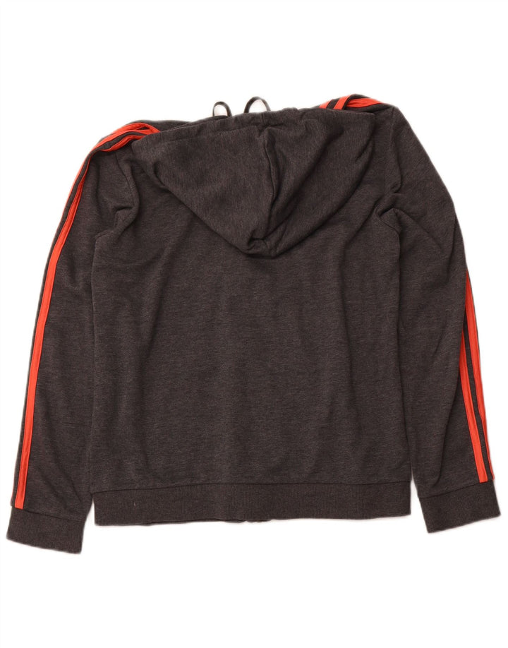 Suéter adidas feminino com capuz e zíper UK 16/18 grande algodão cinza