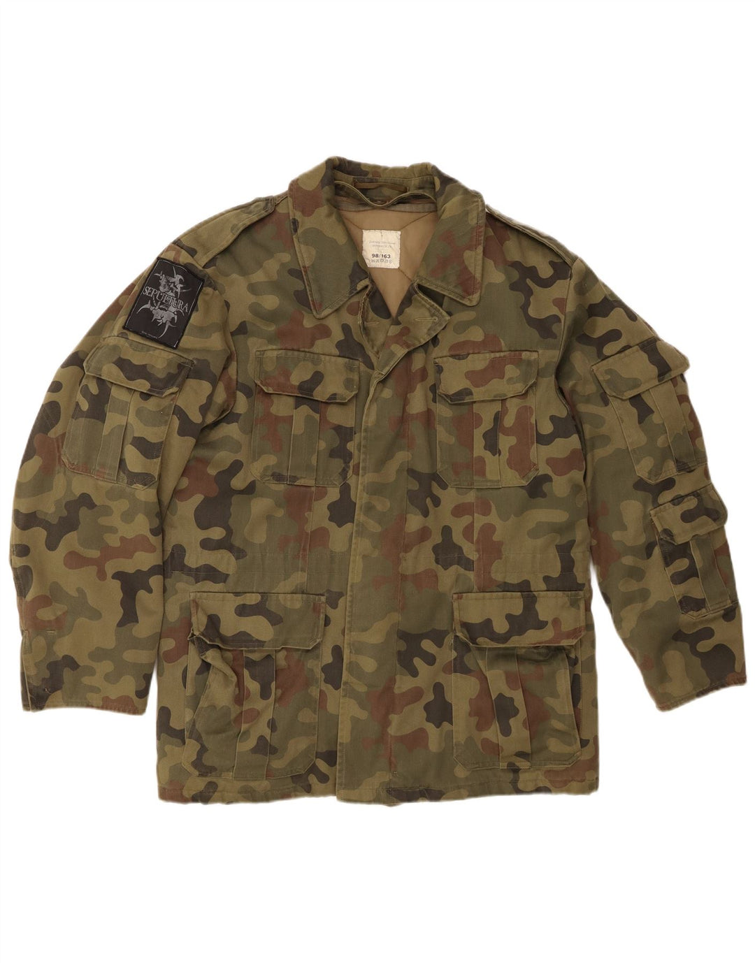 Jaqueta militar masculina vintage UK 38 camuflagem cáqui média