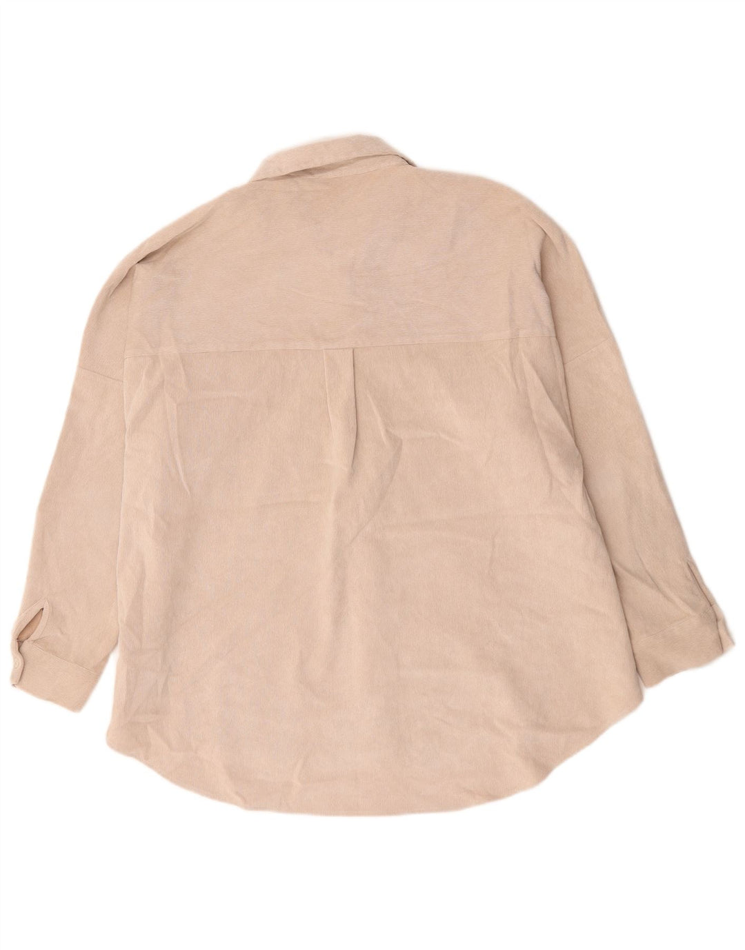 Camisa oversized feminina Zara UK 18 XL poliéster bege