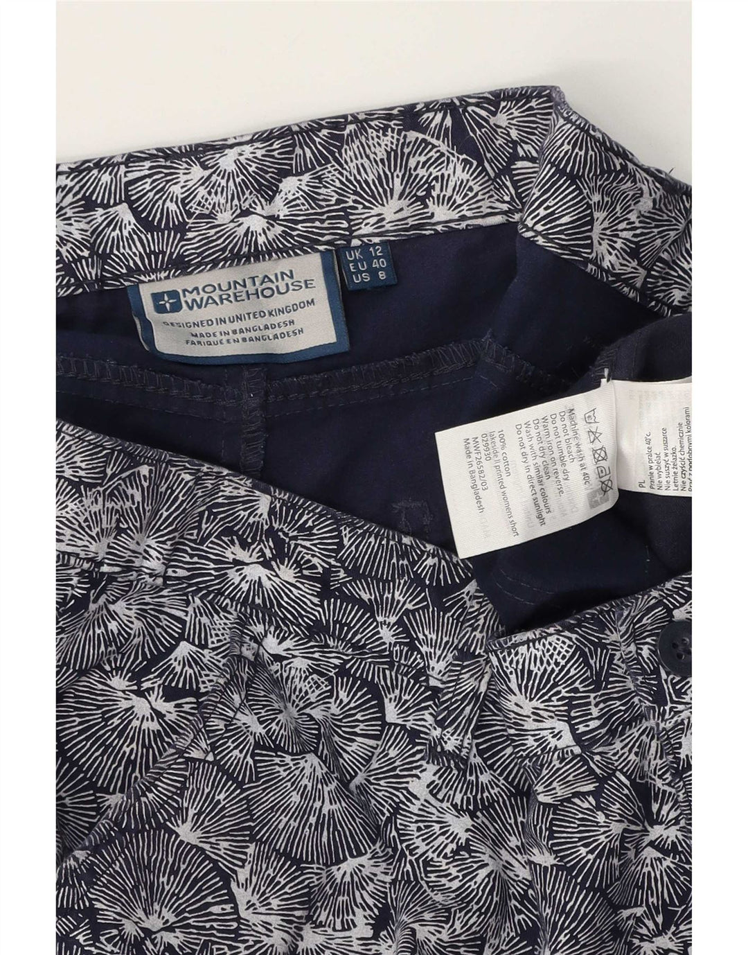 Shorts Chino Feminino Mountain Warehouse UK 12 Médio W34 Azul Marinho