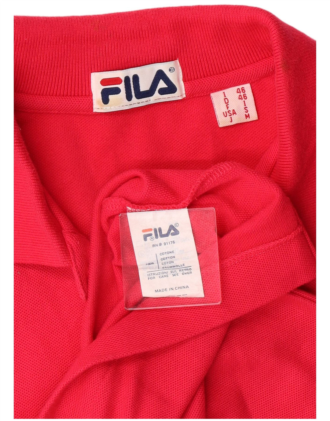 Camisa polo masculina Fila IT 46 pequena algodão rosa