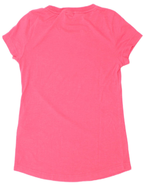 Adidas Girls Graphic T-Shirt Top 9-10 Years Pink Cotton