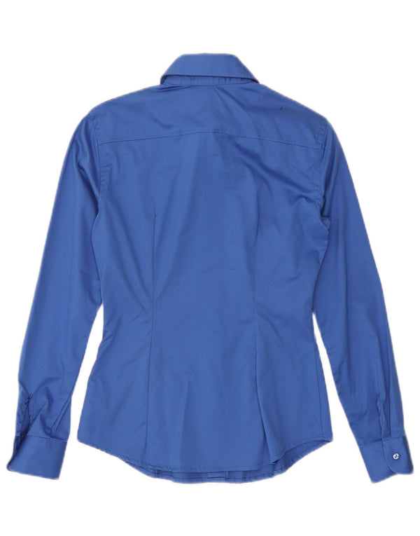 Camisa feminina Naracamicie UK 12 algodão azul médio