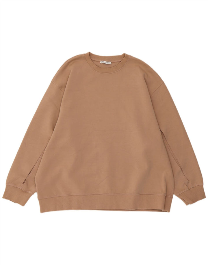 Zara moletom feminino oversized jumper UK 14 algodão bege médio
