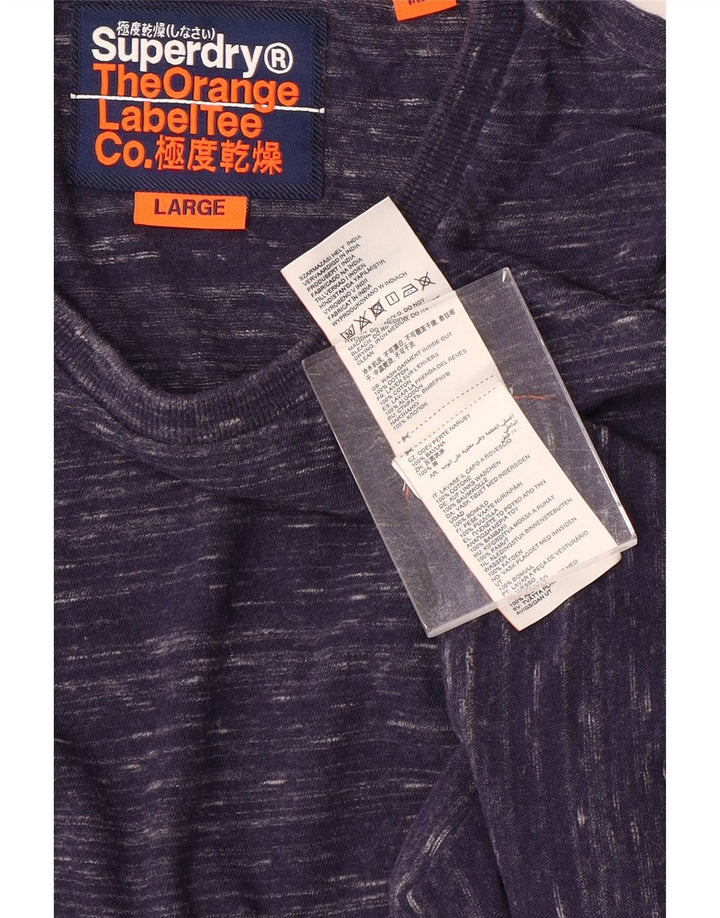 Top masculino Superdry manga comprida grande algodão manchado azul marinho