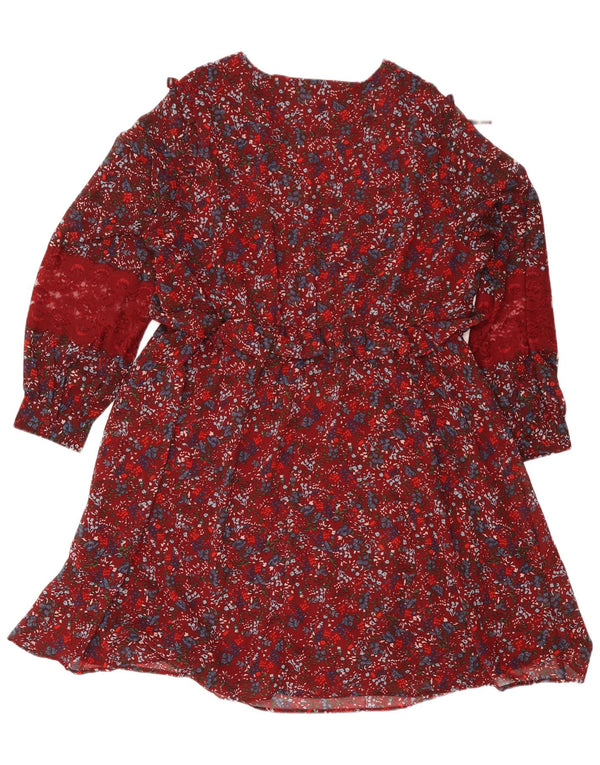 Vestido feminino Joe Browns de manga comprida em camadas UK 20 2XL Borgonha floral