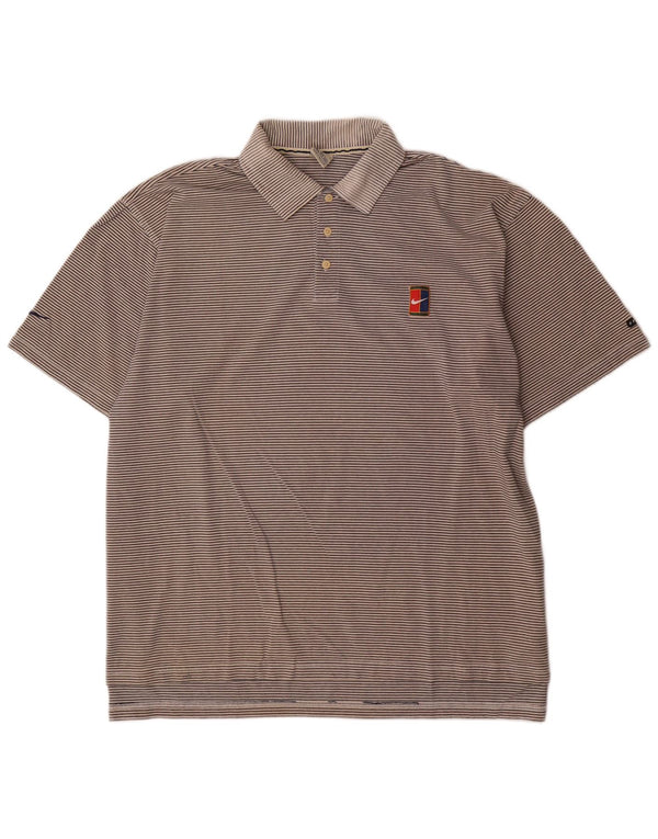 Camisa polo masculina Nike 2XL algodão listrado cinza