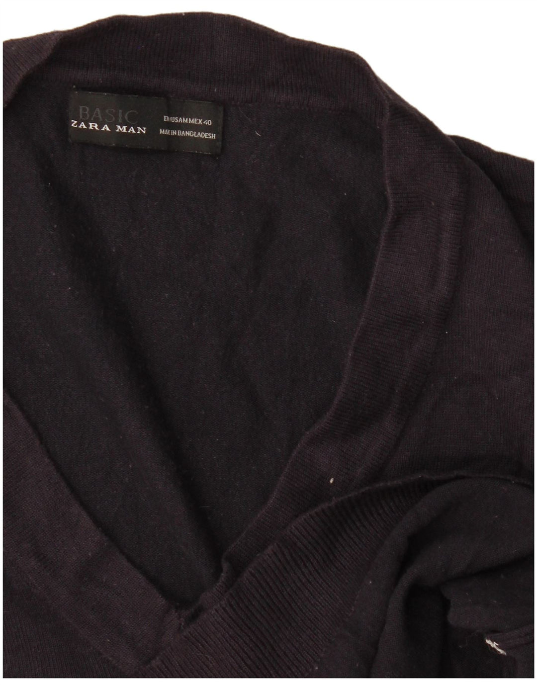 Suéter masculino Zara com decote em V médio azul marinho