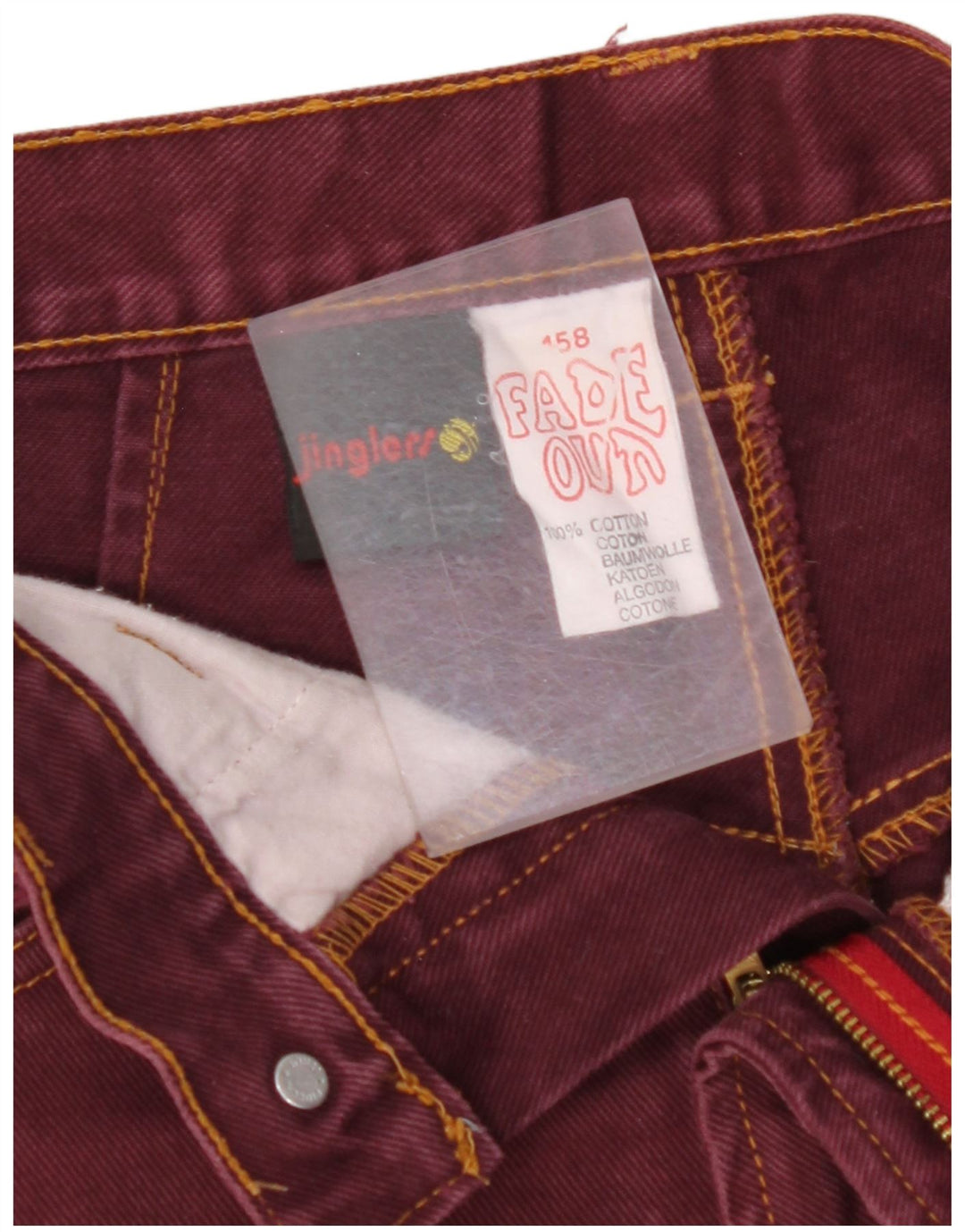 JINGLERS Jeans cônicos para meninas 13-14 anos W26 L29 Algodão Borgonha