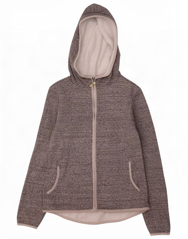 Suéter feminino Marks & Spencer com capuz e zíper Reino Unido 10 pequeno cinza manchado