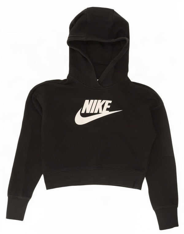 Suéter Nike feminino com capuz e corte gráfico UK 14 grande algodão preto