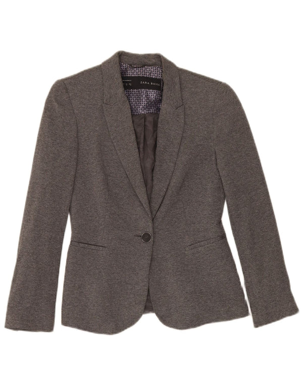 Jaqueta blazer feminina Zara com 1 botão Reino Unido 6 XS Viscose cinza