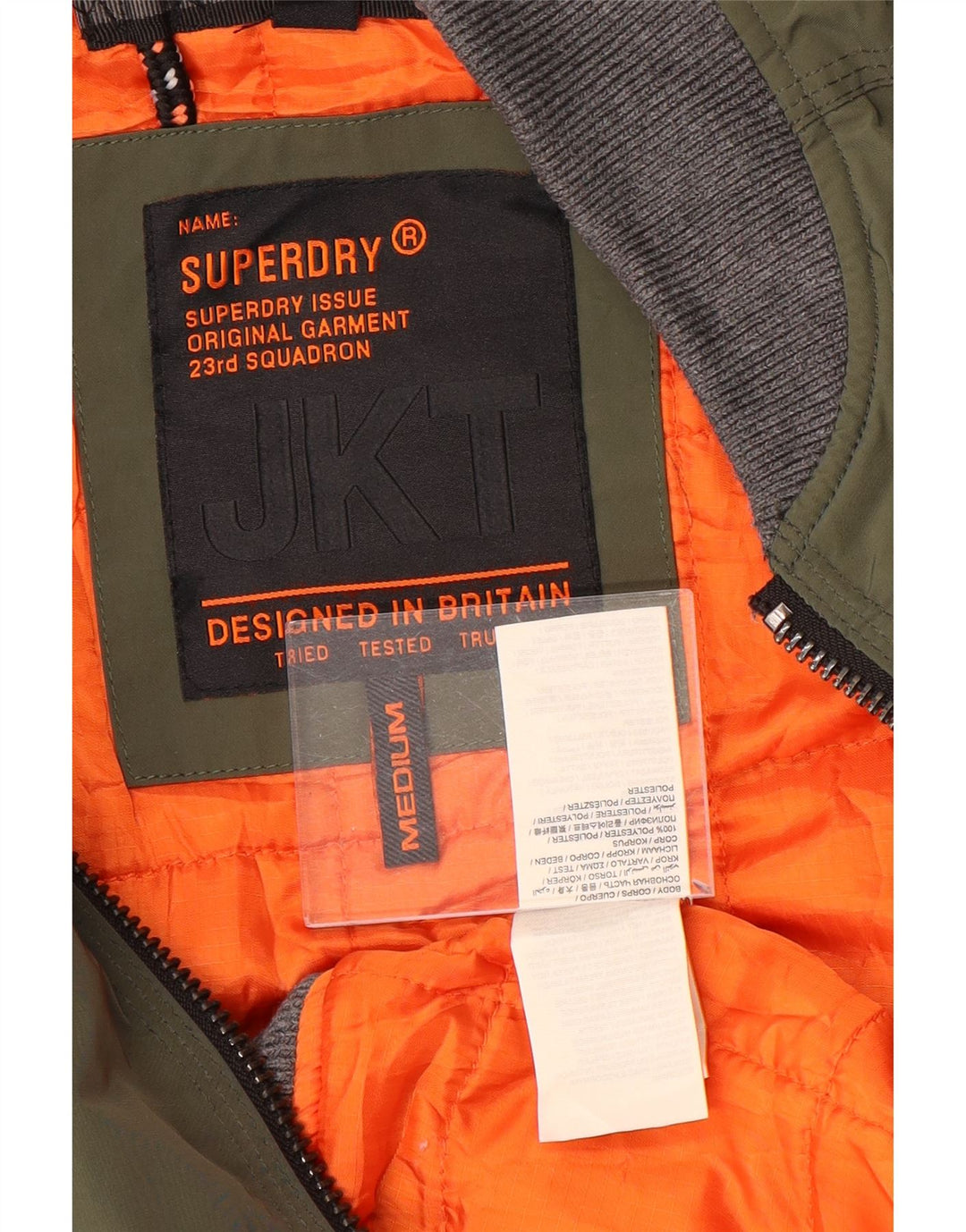 Superdry Mens Bomber Jacket UK 38 Medium Khaki Colourblock Poliéster