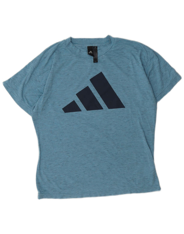 Camiseta feminina Adidas Graphic UK 12/14 poliéster manchado azul médio