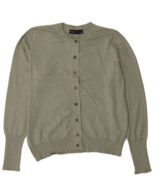 Suéter cardigã feminino Marks & Spencer Reino Unido 14 grande viscose verde