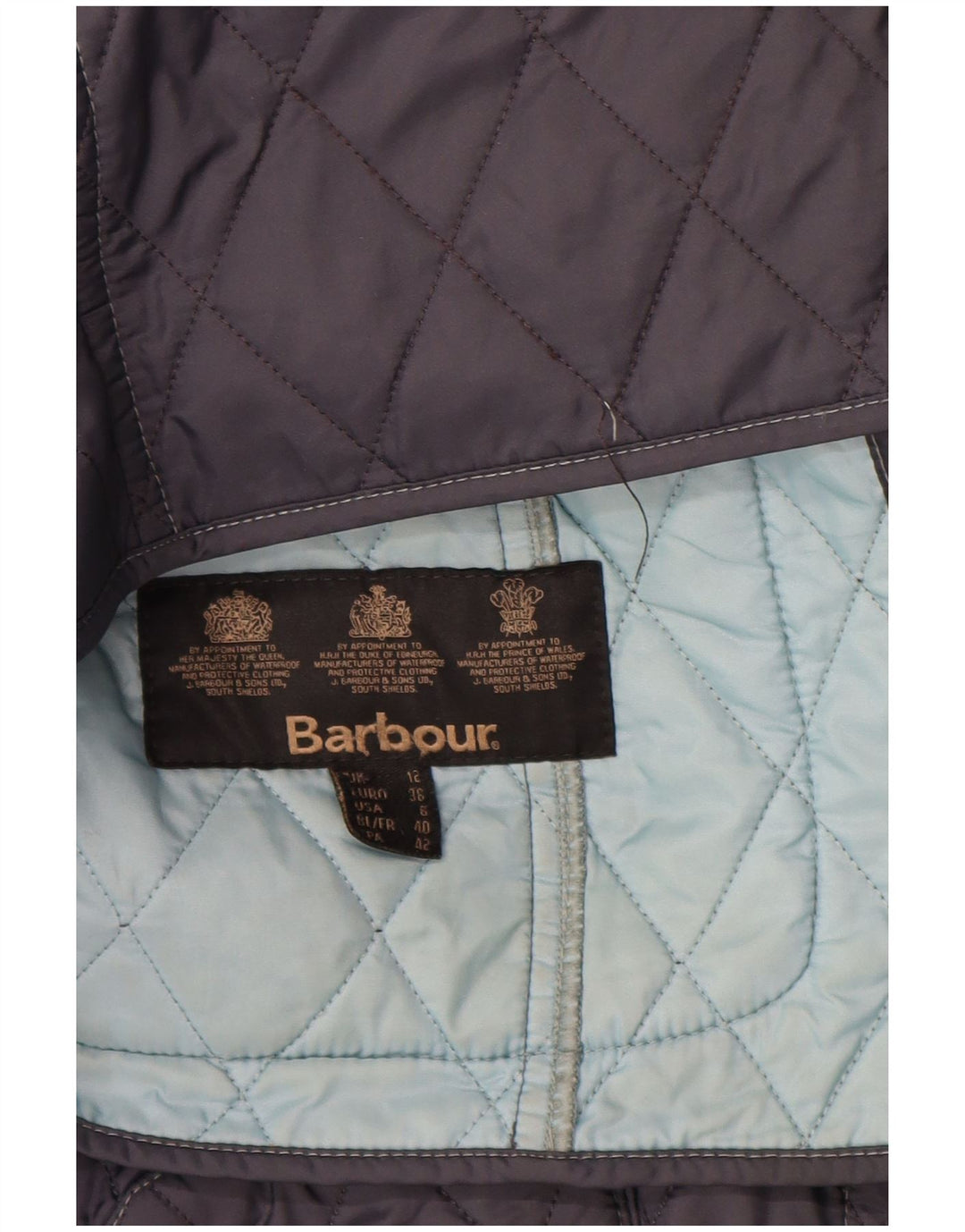 Jaqueta acolchoada feminina Barbour UK 12 poliamida azul marinho médio