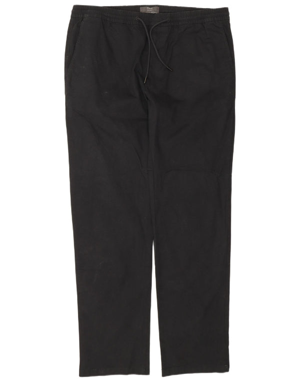 Calça chino reta masculina Marks & Spencer W38 L33 algodão preto