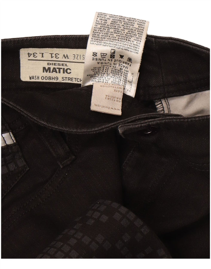 Diesel Womens Matic Slim Jeans W31 L34 Preto Geométrico Algodão