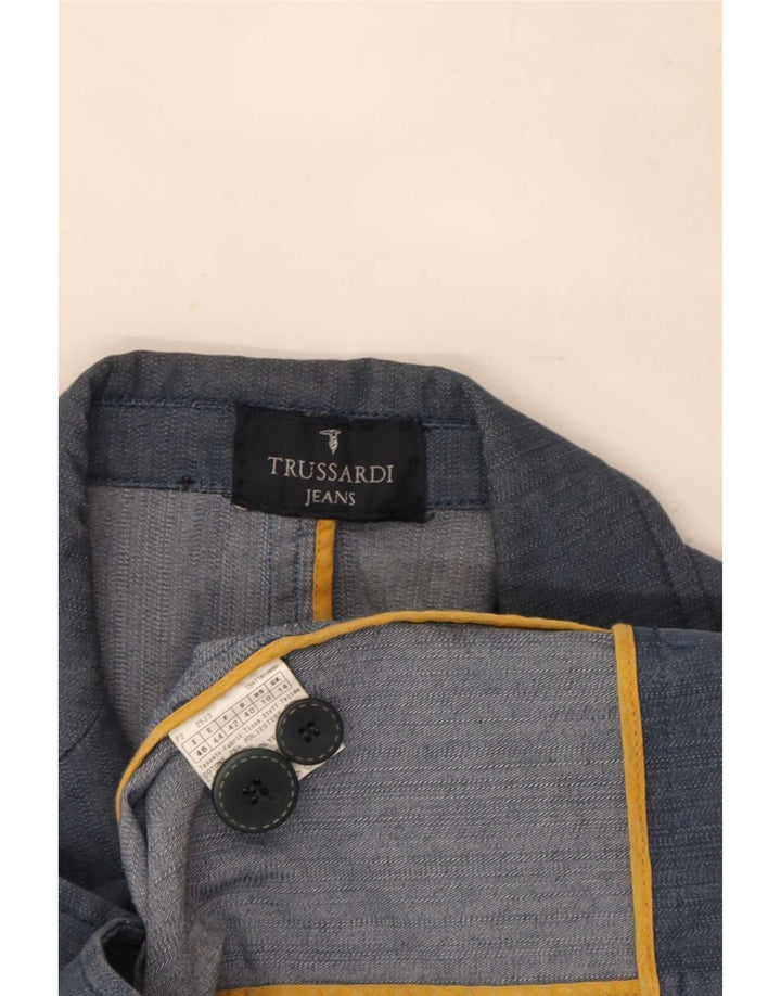 Jaqueta blazer feminina Trussardi jeans com 2 botões Reino Unido 14 grande azul marinho