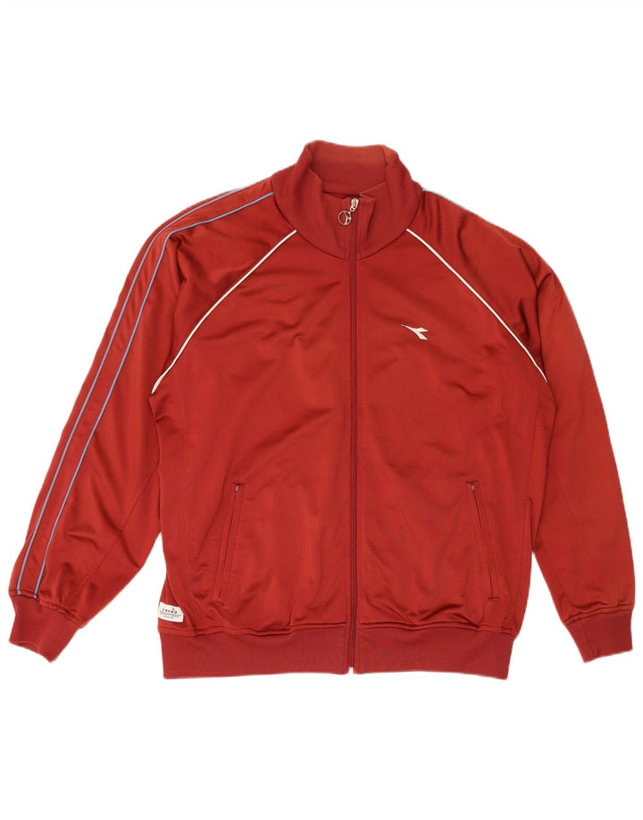 Diadora Mens Tracksuit Top Jacket UK 42 Grande Poliéster Vermelho