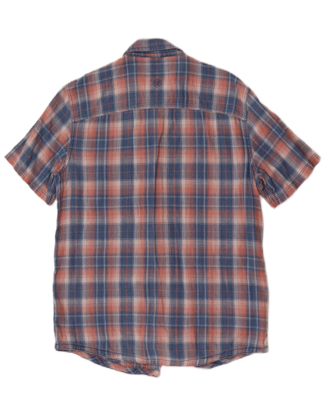Camisa de ajuste regular de manga curta masculina Fat Face algodão xadrez azul pequeno
