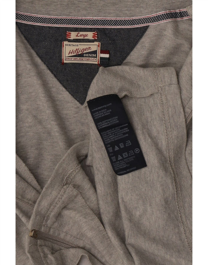 Tommy Hilfiger Jaqueta masculina de agasalho grande algodão cinza