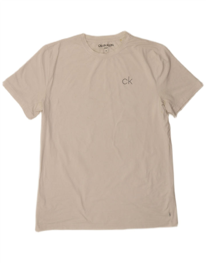 Camiseta masculina Calvin Klein Top médio branco poliéster