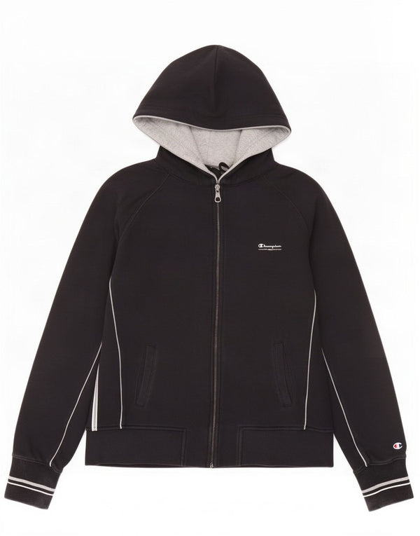 Suéter feminino Champion Heritage Classics com capuz e zíper UK 18 XL algodão preto