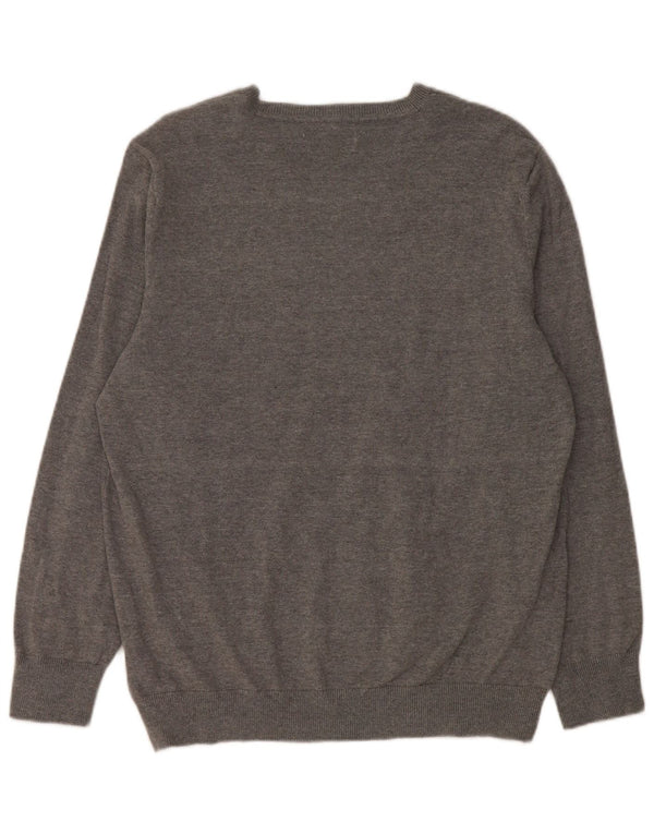 Suéter feminino MUSTANG com decote em V UK 18 XL algodão cinza