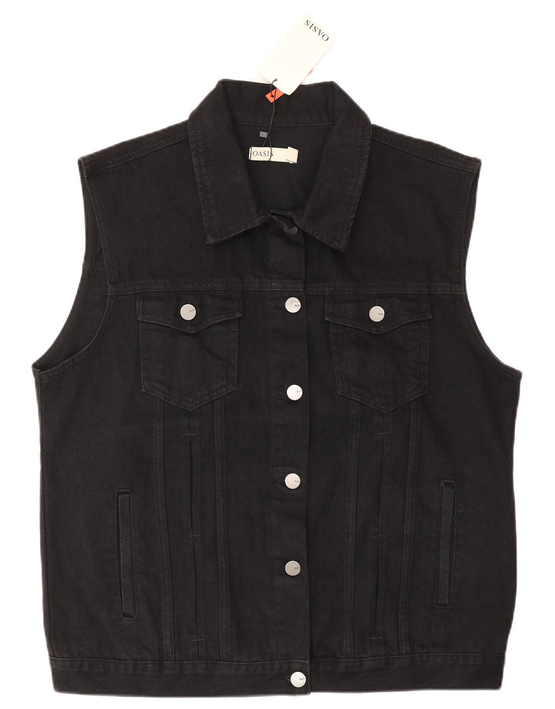Oasis Womens Denim Gilet UK 16 Grande Algodão Preto