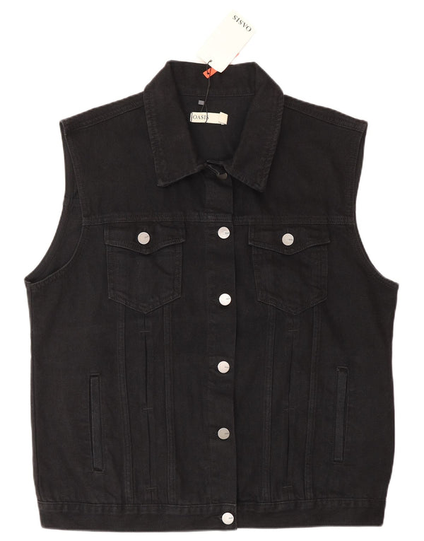 Oasis Womens Denim Gilet UK 16 Grande Algodão Preto